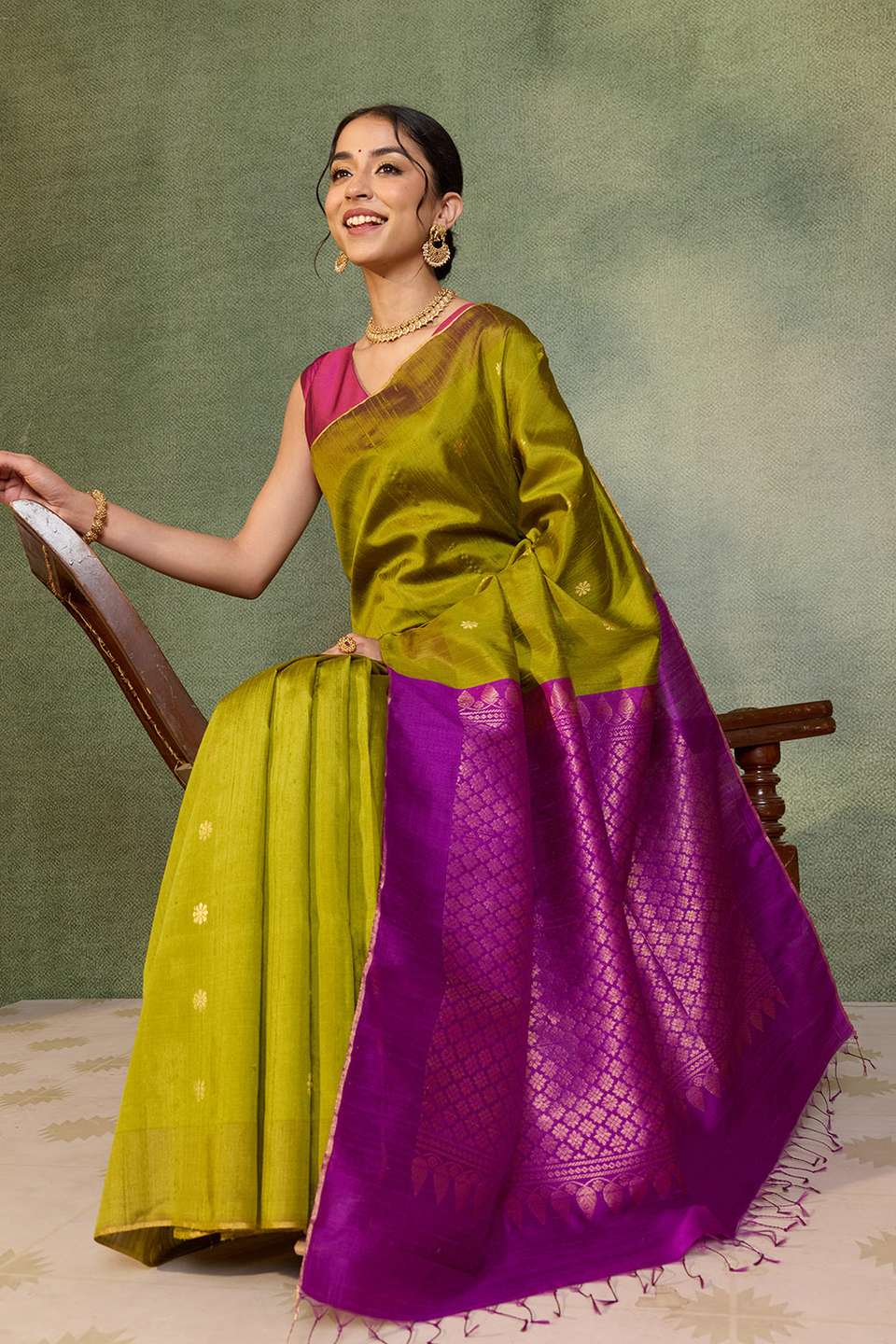 Green Woven Soft Pure Silk Saree