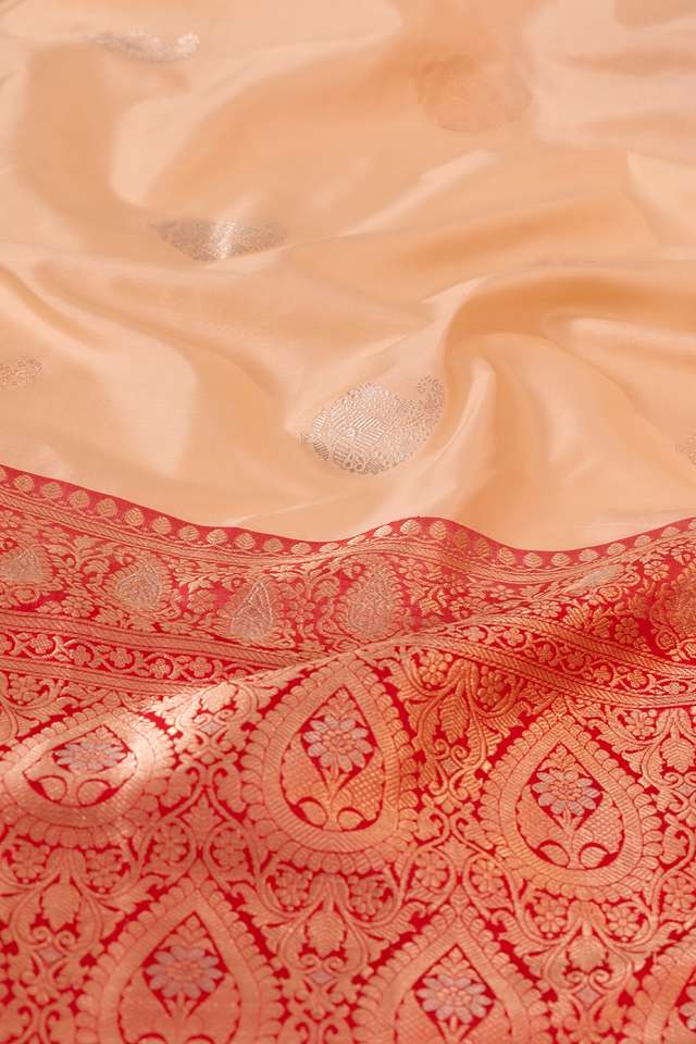 Beige Pure Silk Kadwa Banarasi Saree thumbnail image number null