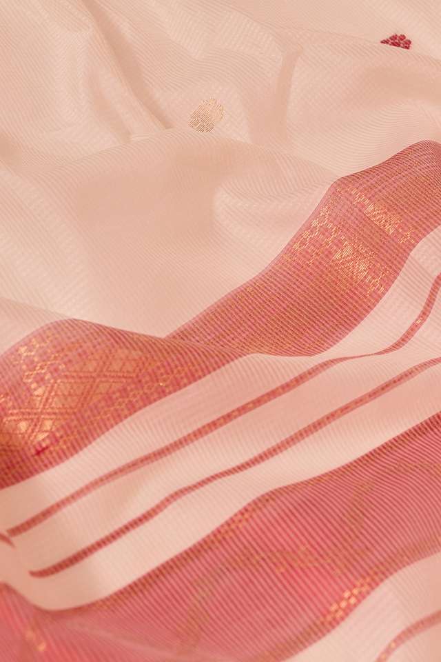 Off White Woven Pure Silk Cotton Maheshwari Saree thumbnail image number null