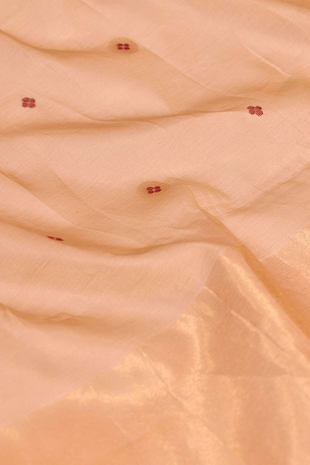Beige Woven Pure Tissue Cotton Chanderi Saree image number null