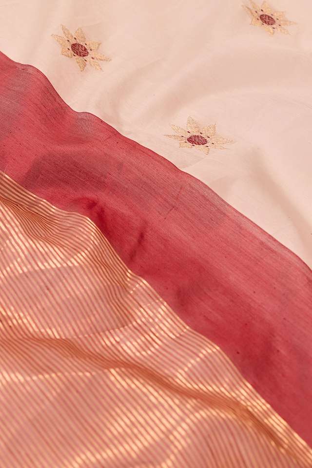 Off White Woven Pure Silk Cotton Chanderi Saree thumbnail image number null