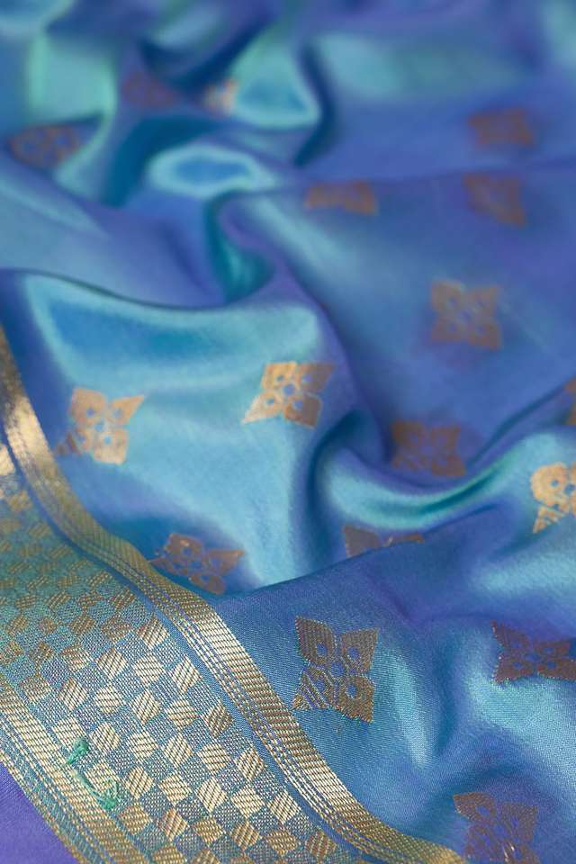 Light Blue Silk Viscose Cutwork Banarasi Inspired Design Saree thumbnail image number null