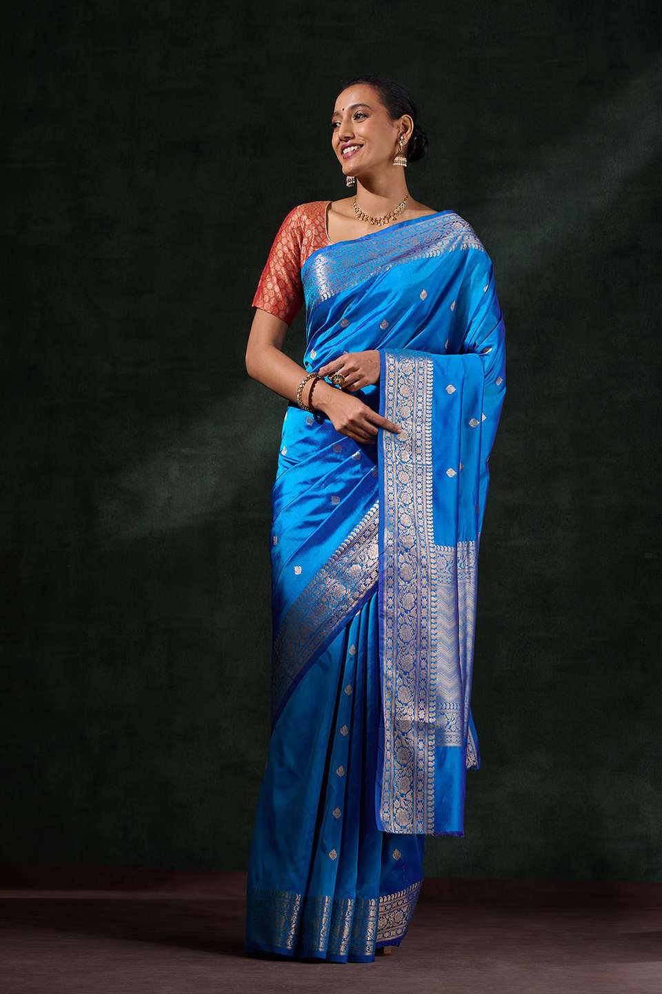 Dark Blue Silk Viscose Kadwa Saree