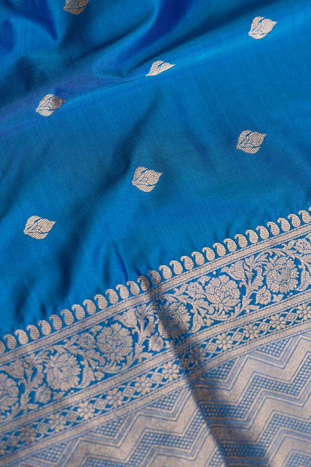 Dark Blue Silk Viscose Kadwa Saree thumbnail image number null