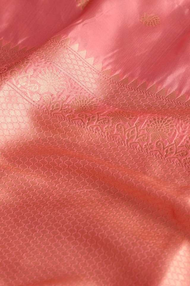 Pink Silk Viscose Kadwa Banaras Inspired Design Saree thumbnail image number null