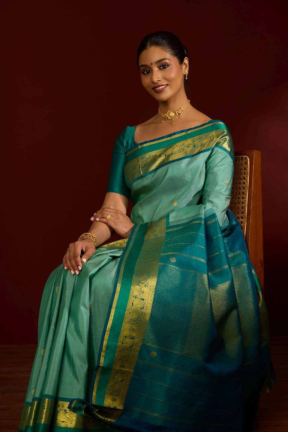Light Green Pure Silk Woven Kanjivaram Saree