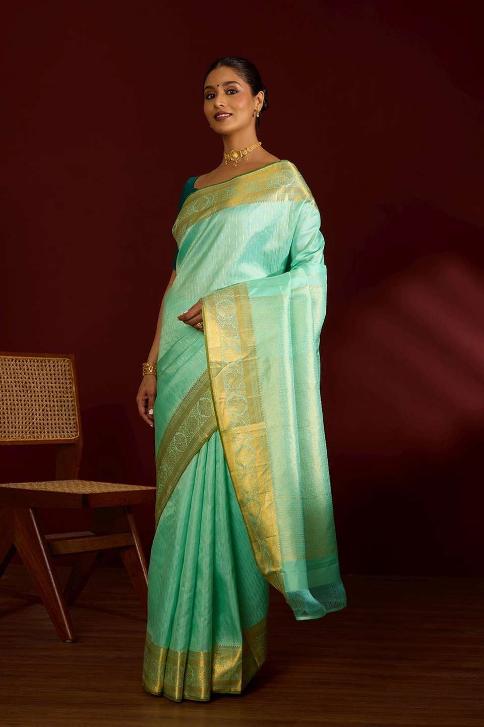Light Green Pure Silk Woven Kanjivaram Saree