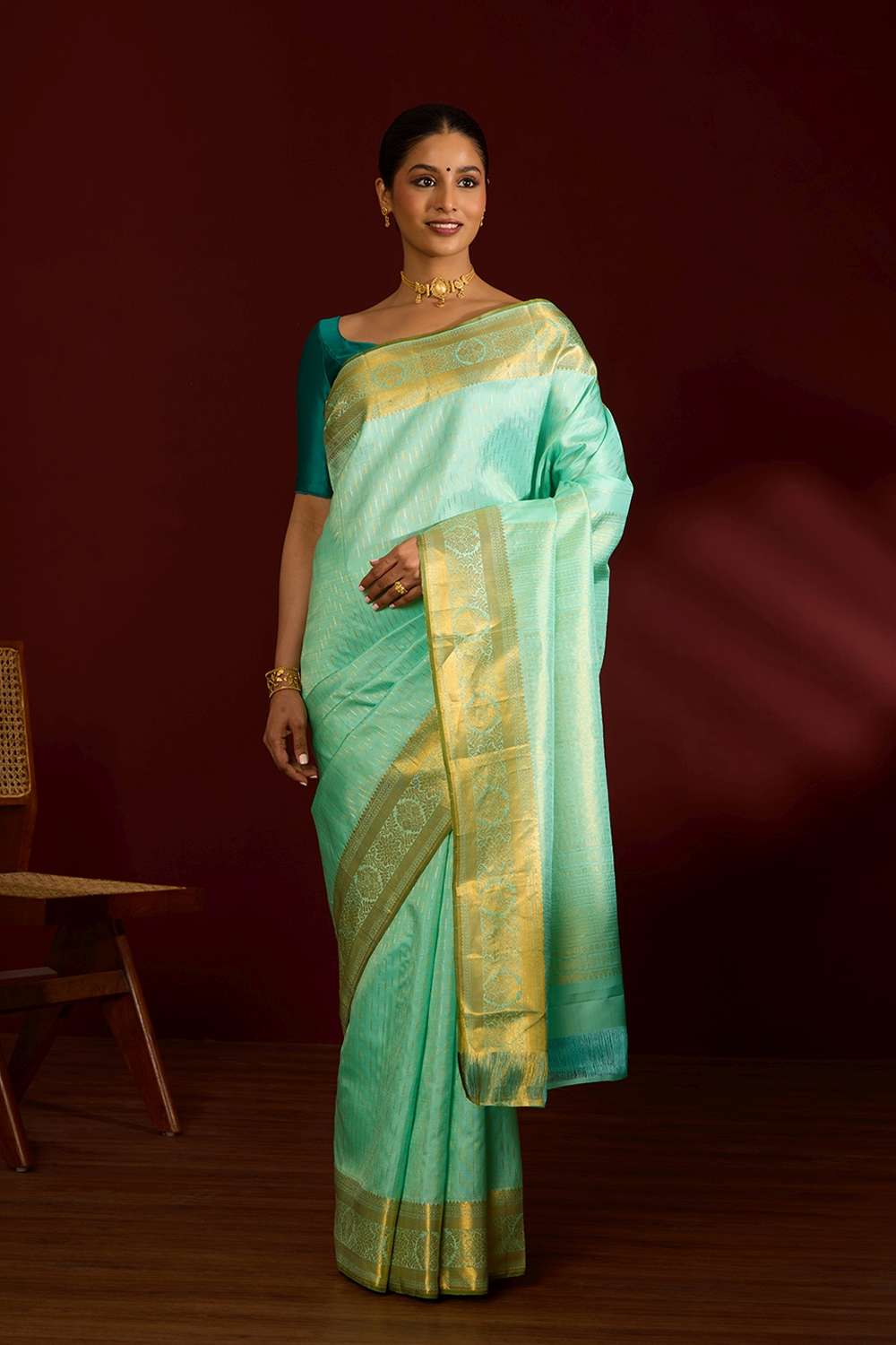 Light Green Pure Silk Woven Kanjivaram Saree image number null