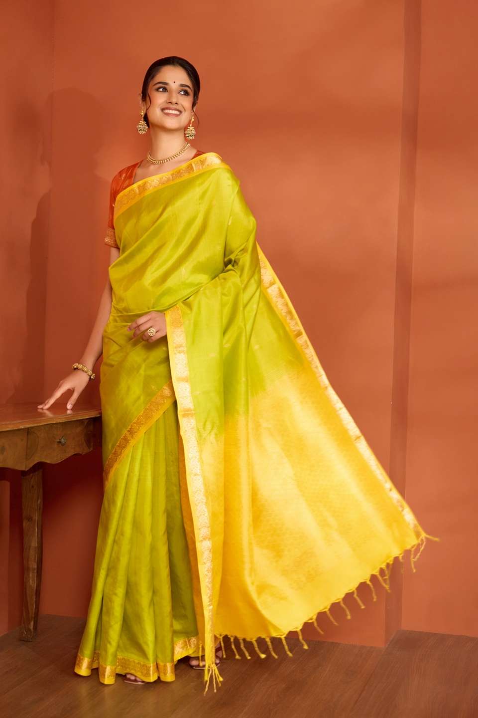 Light Green Woven Pure Silk Saree