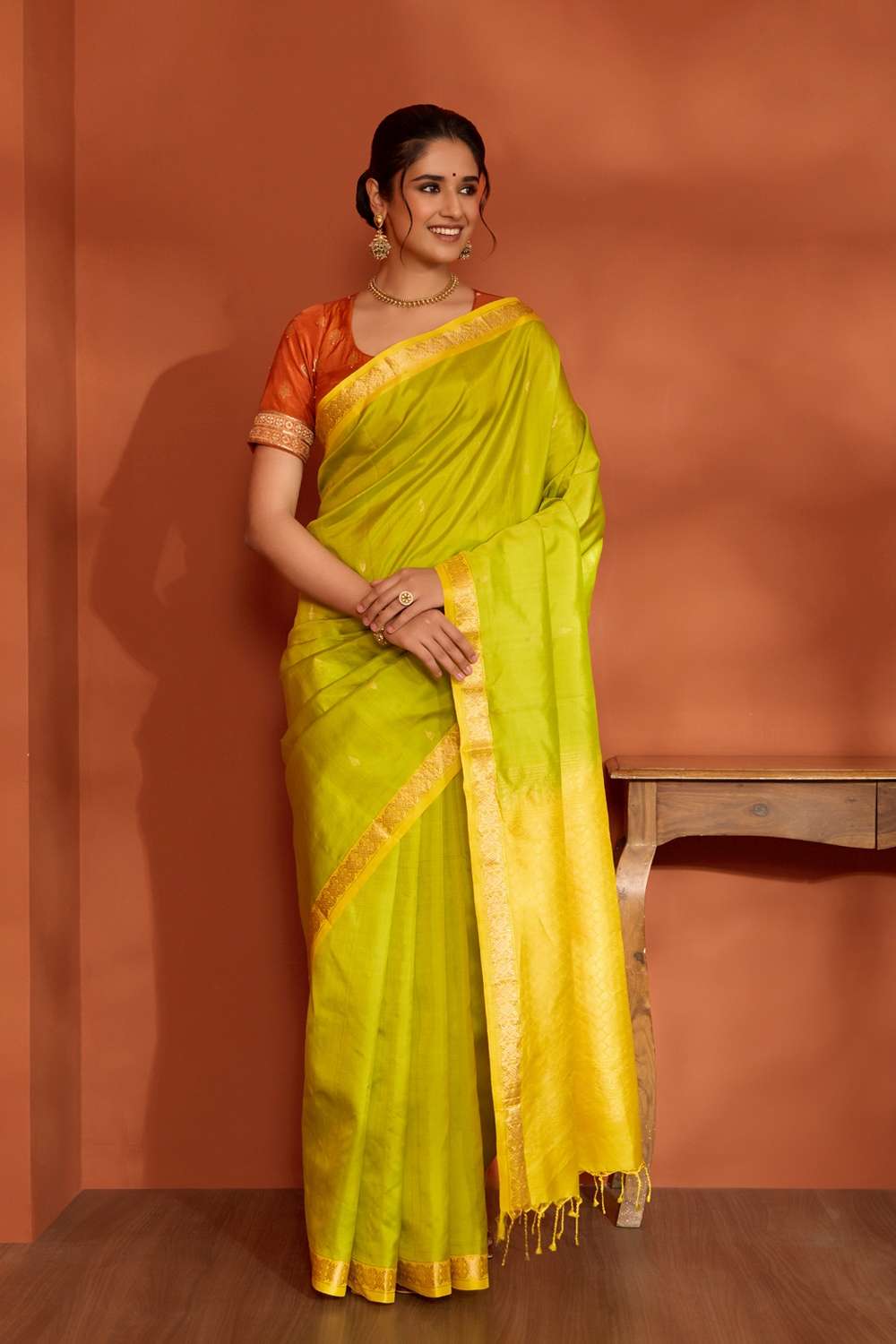 Light Green Woven Pure Silk Saree image number null