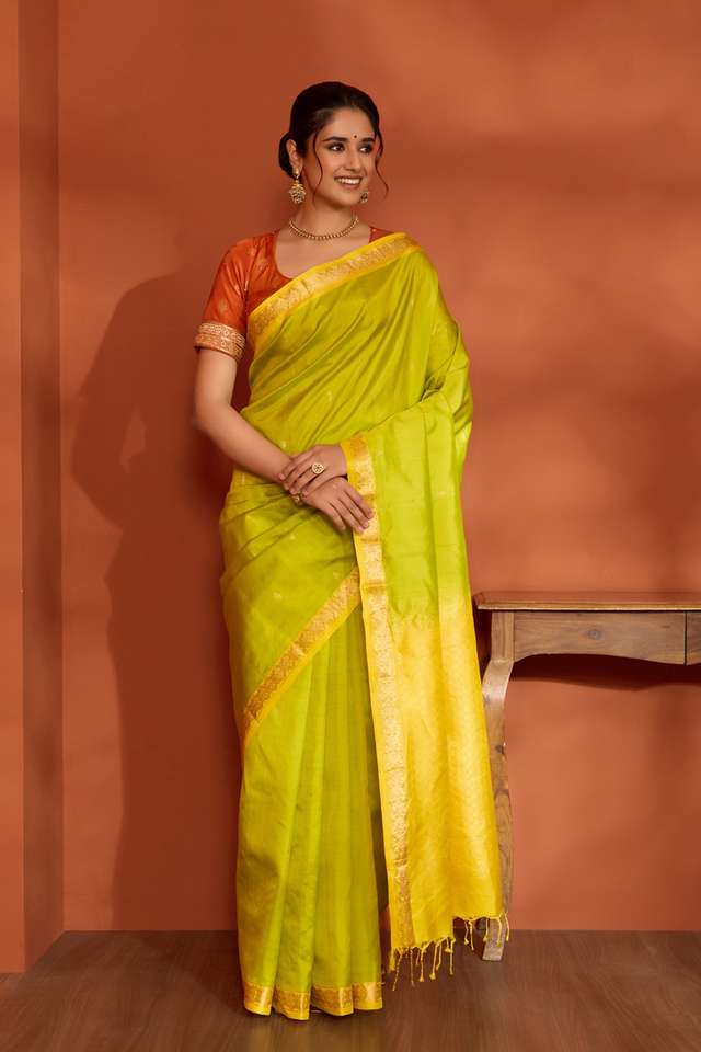 Light Green Woven Pure Silk Saree thumbnail image number null