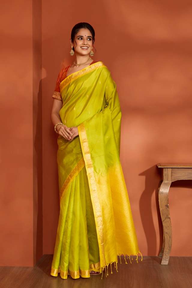 Light Green Woven Pure Silk Saree thumbnail image number null