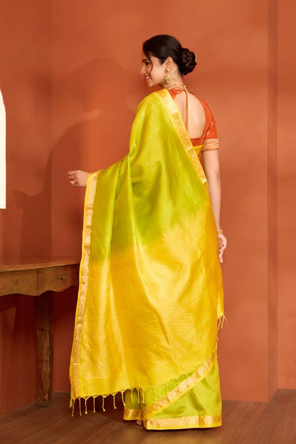 Light Green Woven Pure Silk Saree image number null