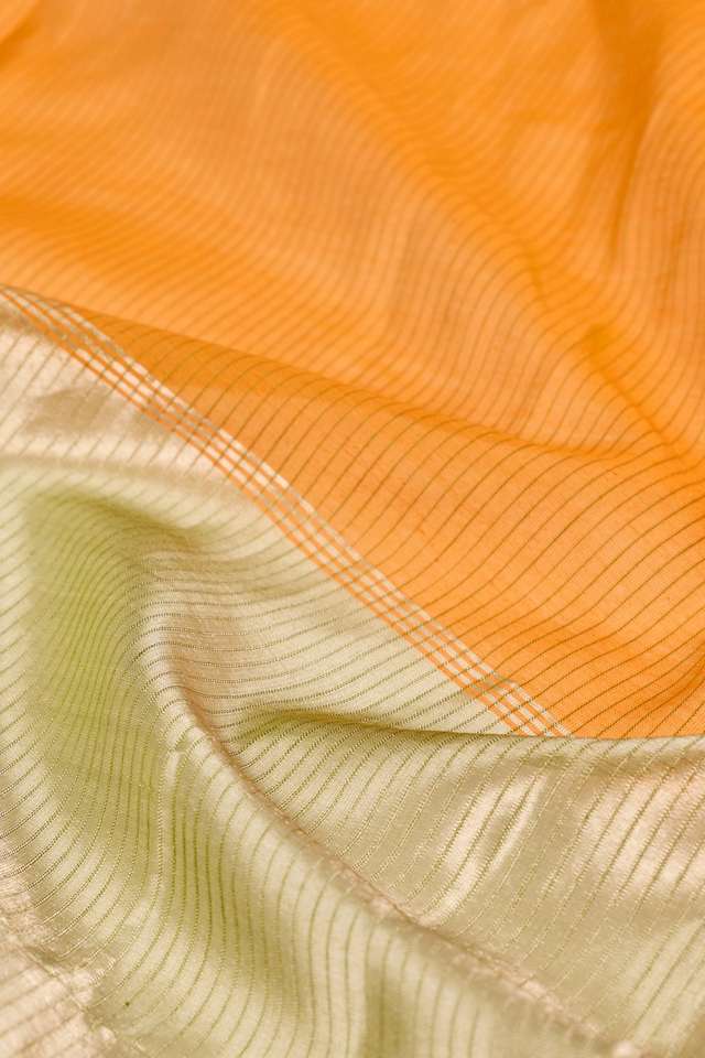 Orange Woven Pure Silk Cotton Maheshwari Saree thumbnail image number null