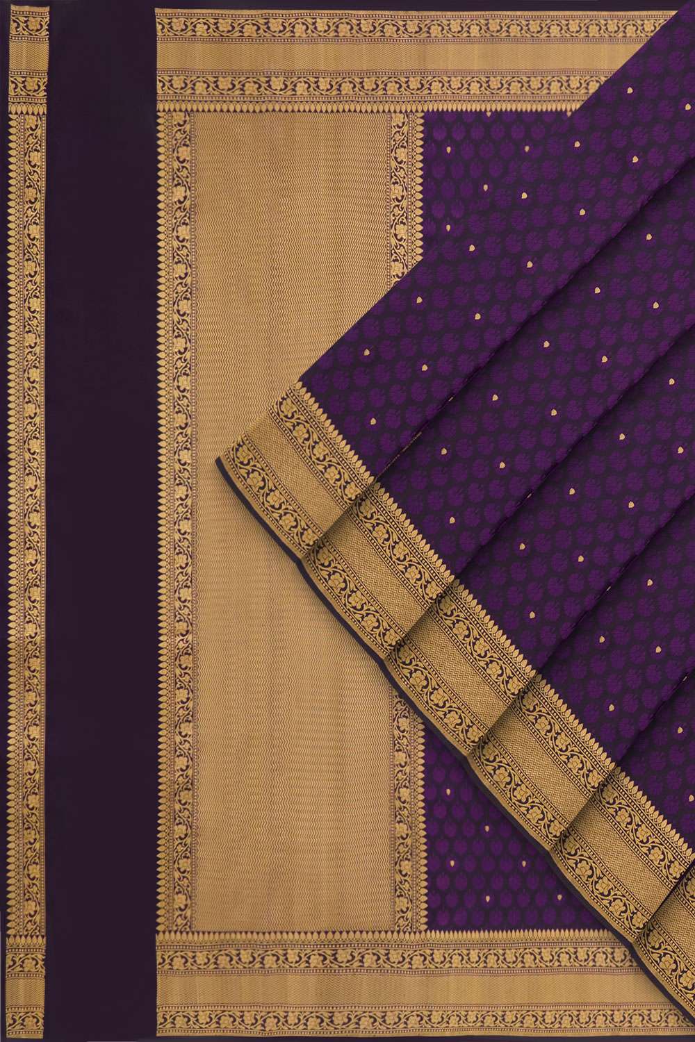 Dark Violet Banaras Pure Silk Tanchoi Saree image number null