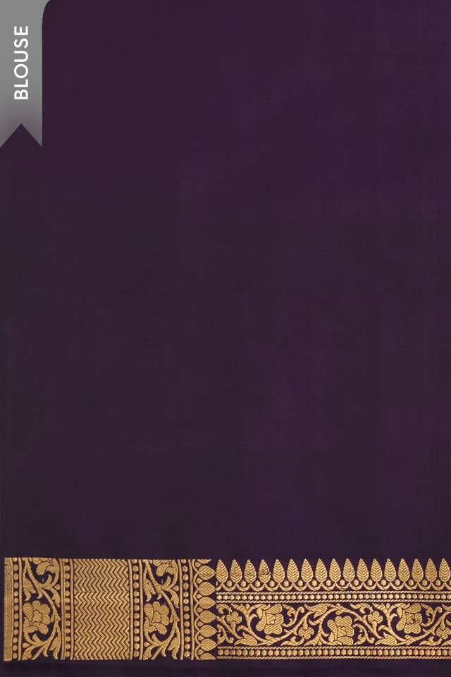 Dark Violet Banaras Pure Silk Tanchoi Saree thumbnail image number null