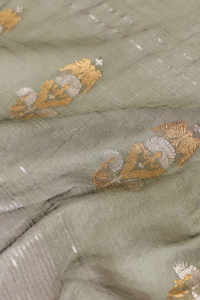 Dark Green Eknaliya Pure Silk Cotton Chanderi Saree thumbnail image number null