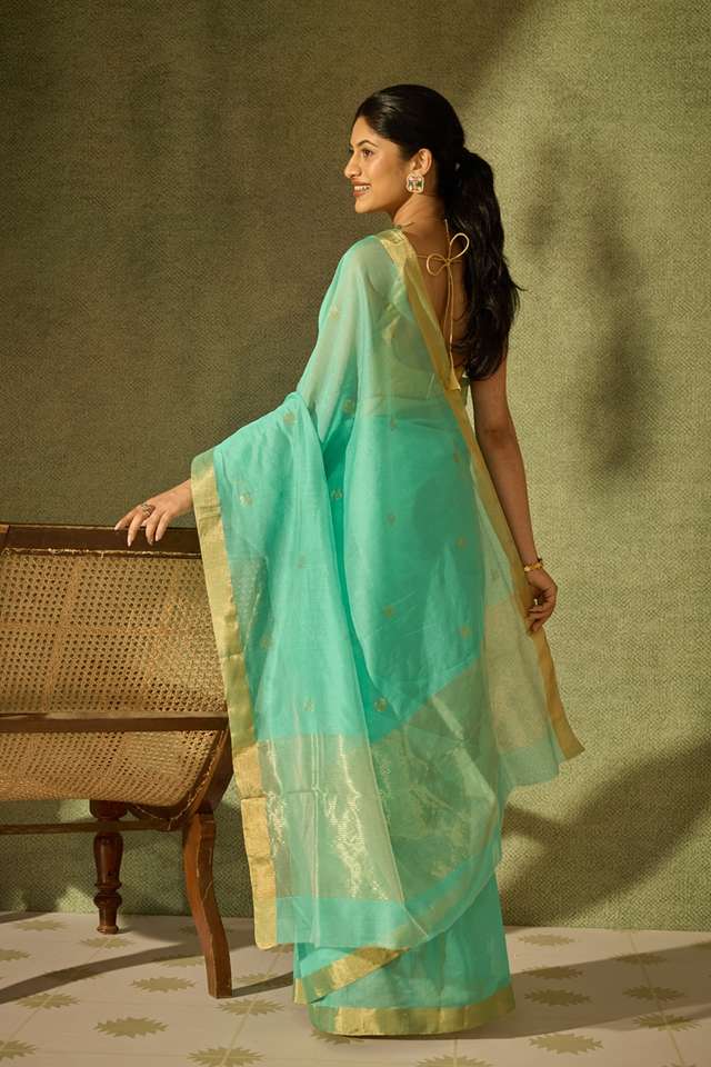 Light Green Woven Pure Silk Cotton Chanderi Saree thumbnail image number null