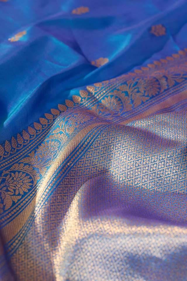 Blue Silk Viscose Cutwork Banarasi Saree thumbnail image number null