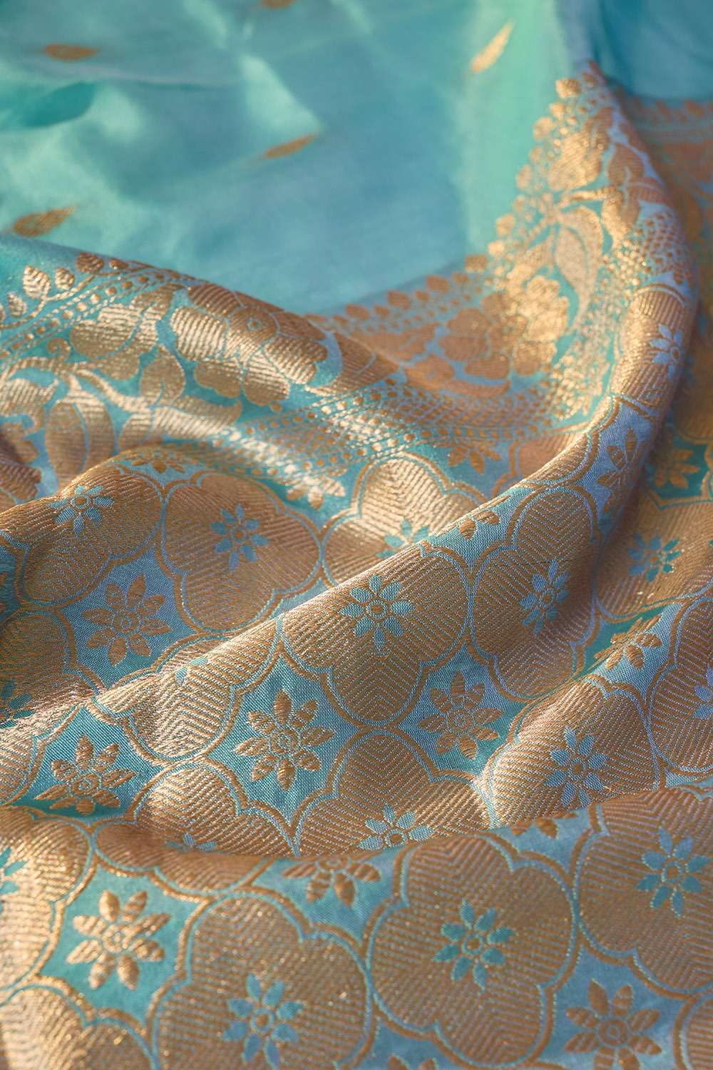 Light Blue Silk Viscose Cutwork Banarasi Saree image number null