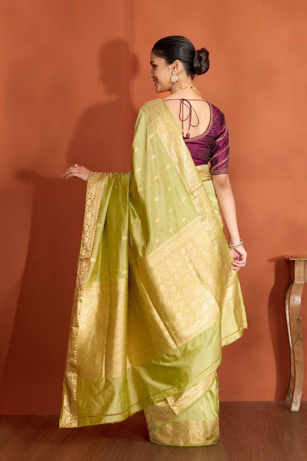 Light Green Silk Viscose Cutwork Banarasi Saree image number null