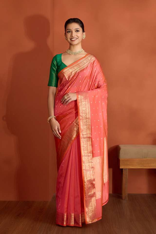 Pink Silk Viscose Cutwork Banarasi Saree thumbnail image number null