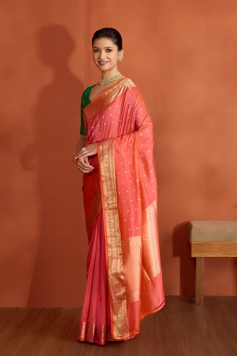 Pink Silk Viscose Cutwork Banarasi Saree image number null