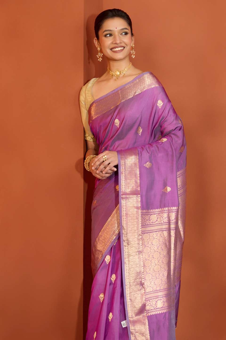 Violet Silk Viscose Kadwa Banarasi Saree