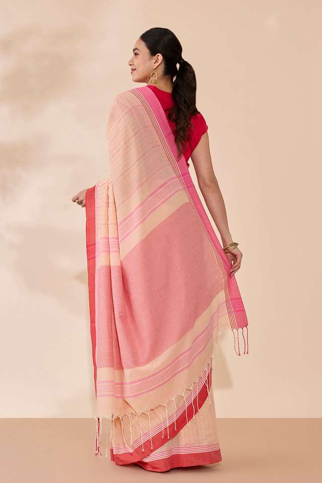 Beige Woven Pure Cotton Bengal Saree thumbnail image number null