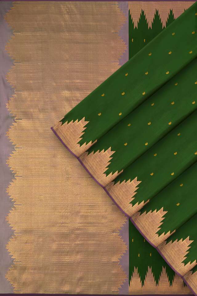 Dark Green Pure Silk Woven Kanjivaram Saree thumbnail image number null