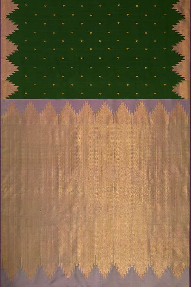 Dark Green Pure Silk Woven Kanjivaram Saree thumbnail image number null