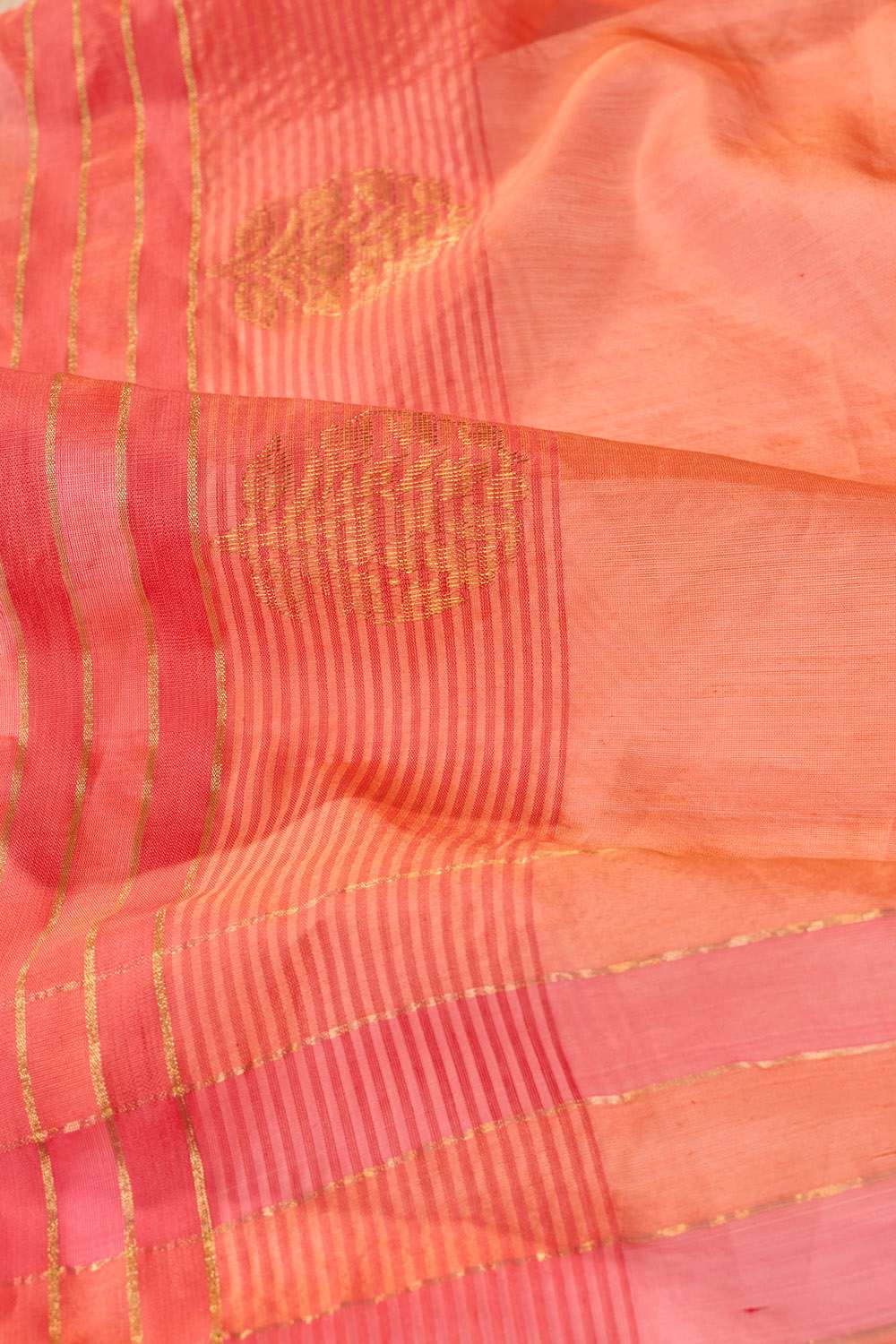 Orange Woven Pure Silk Cotton Chanderi Saree image number null