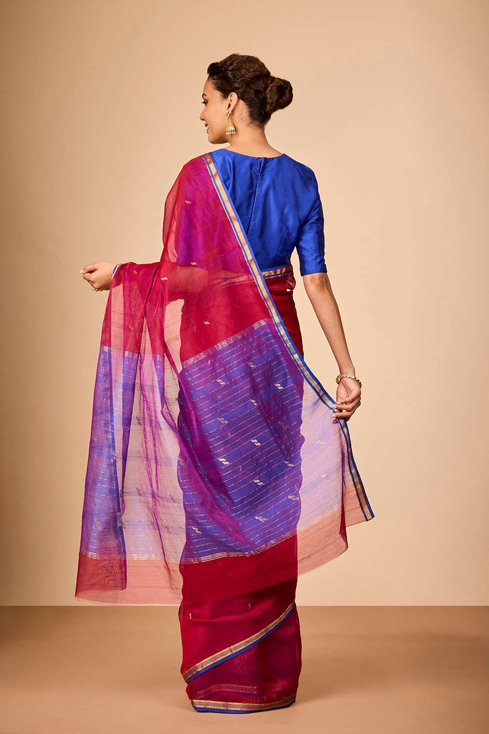 Red Woven Pure Silk Cotton Chanderi Saree image number null