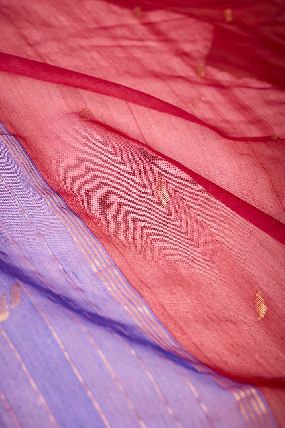 Red Woven Pure Silk Cotton Chanderi Saree image number null
