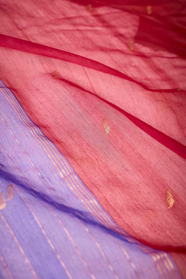 Red Woven Pure Silk Cotton Chanderi Saree thumbnail image number null