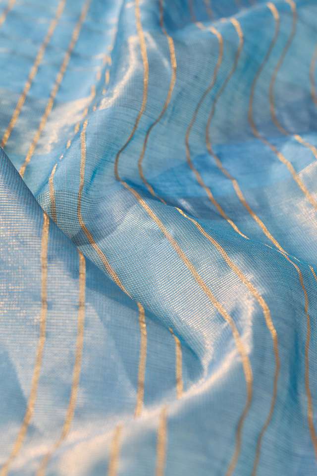 Blue Woven Pure Silk Cotton Saree thumbnail image number null
