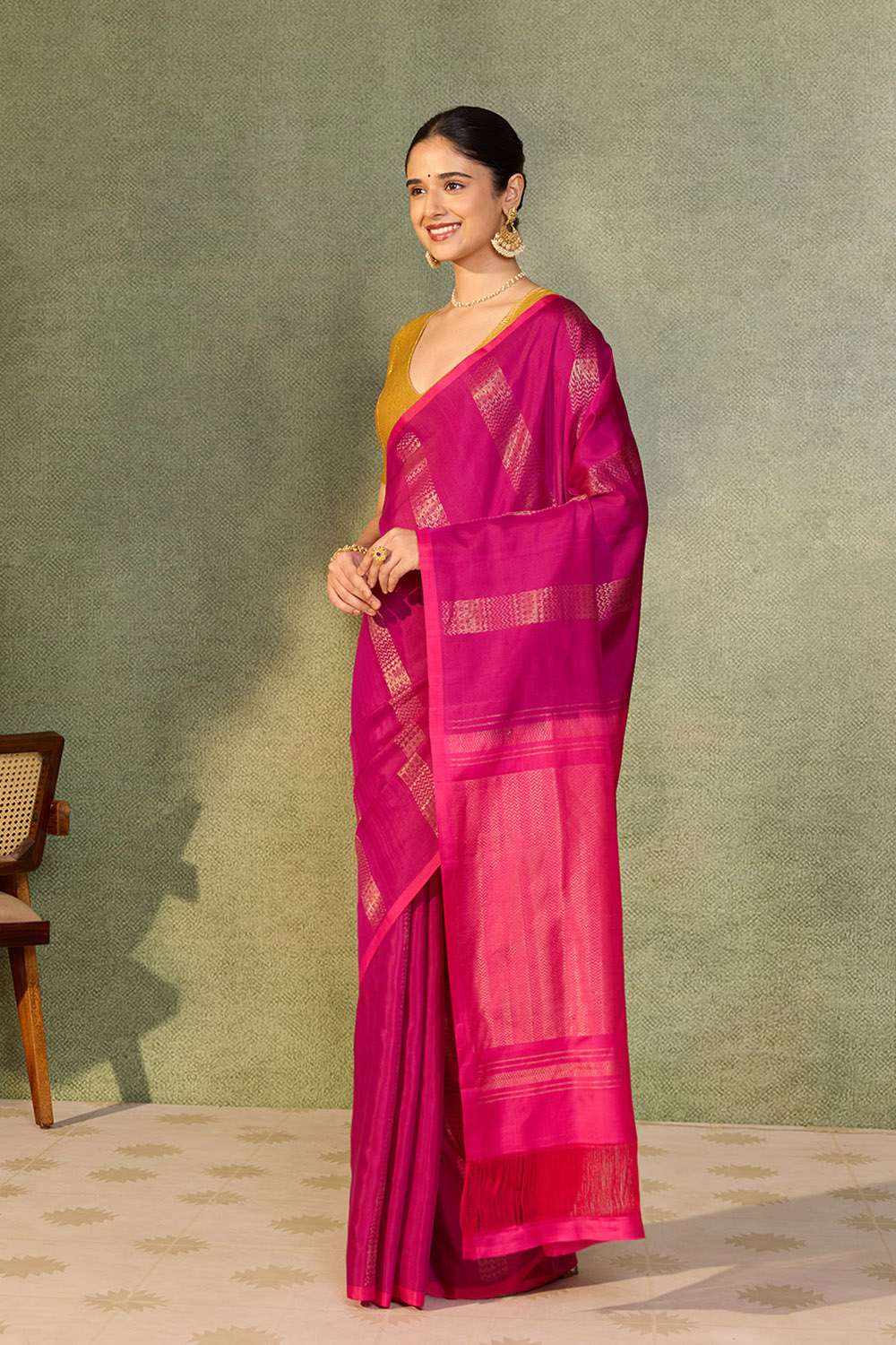 Dark Pink Woven Soft Silk Tencel Saree image number null