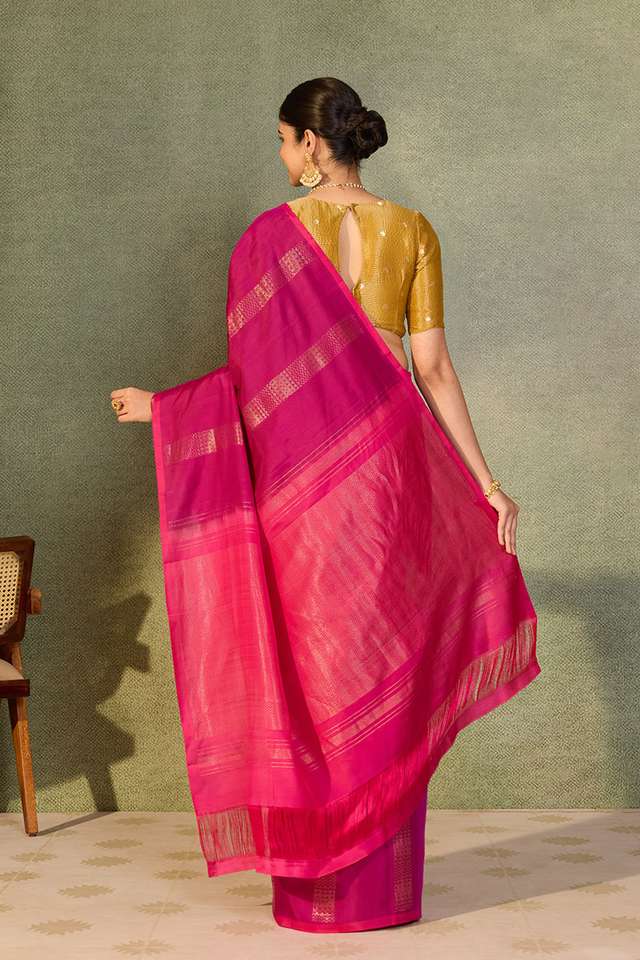 Dark Pink Woven Soft Silk Tencel Saree thumbnail image number null