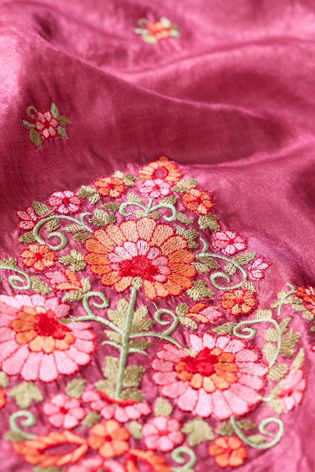 Purple Bengal Pure Tussar Silk Embroidered Saree thumbnail image number null