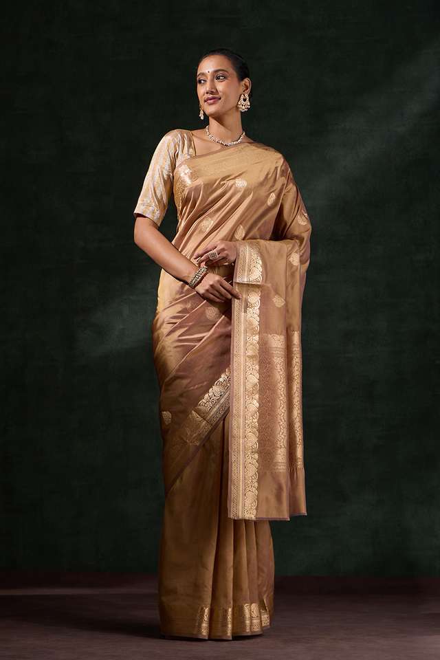 Brown Silk Viscose Kadwa Saree thumbnail image number null