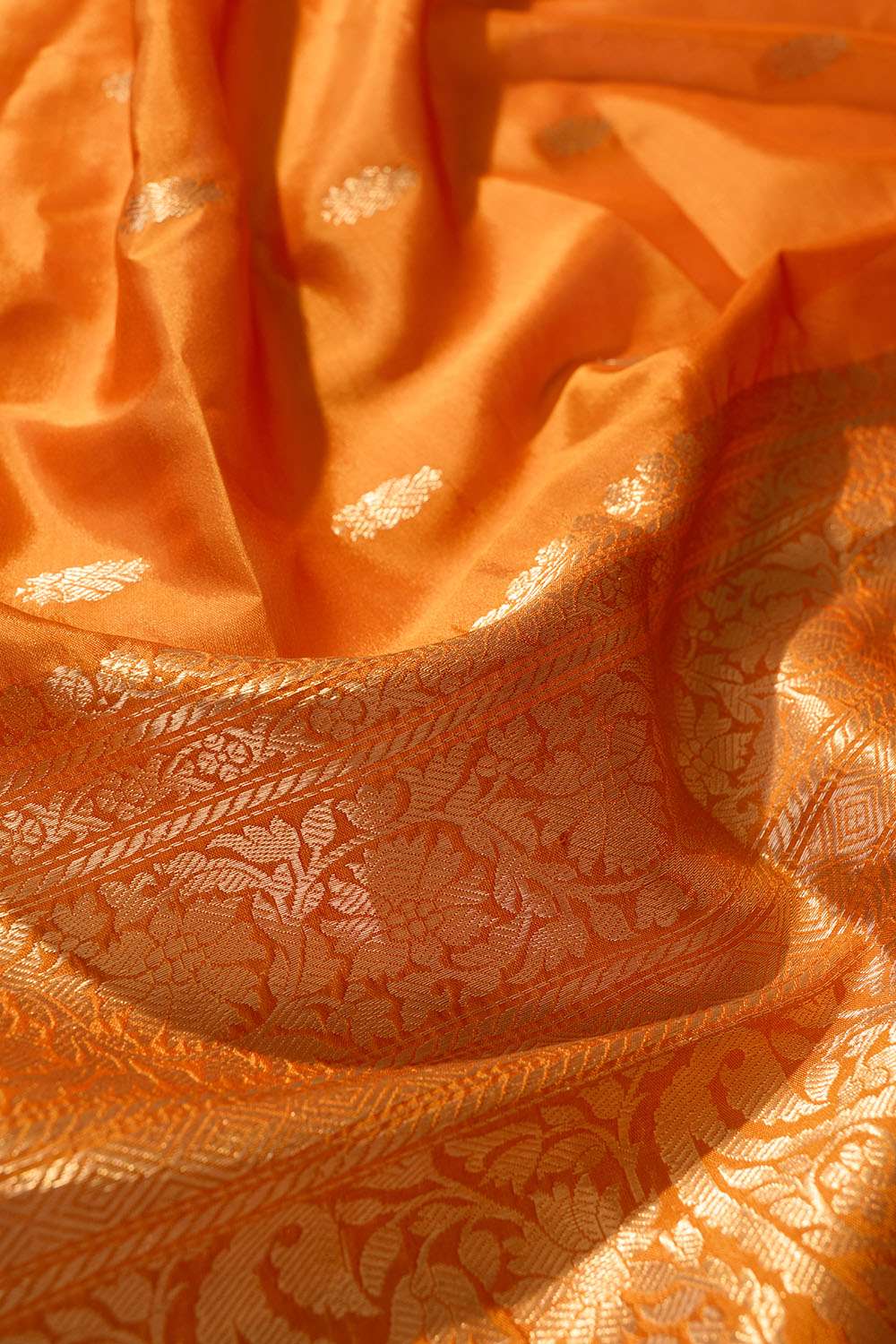Orange Silk Viscose Cutwork Banarasi Inspired Design Saree image number null