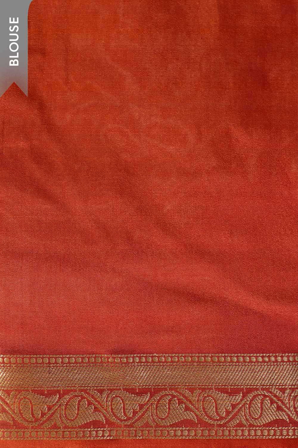 Orange Silk Viscose Cutwork Banarasi Inspired Design Saree image number null