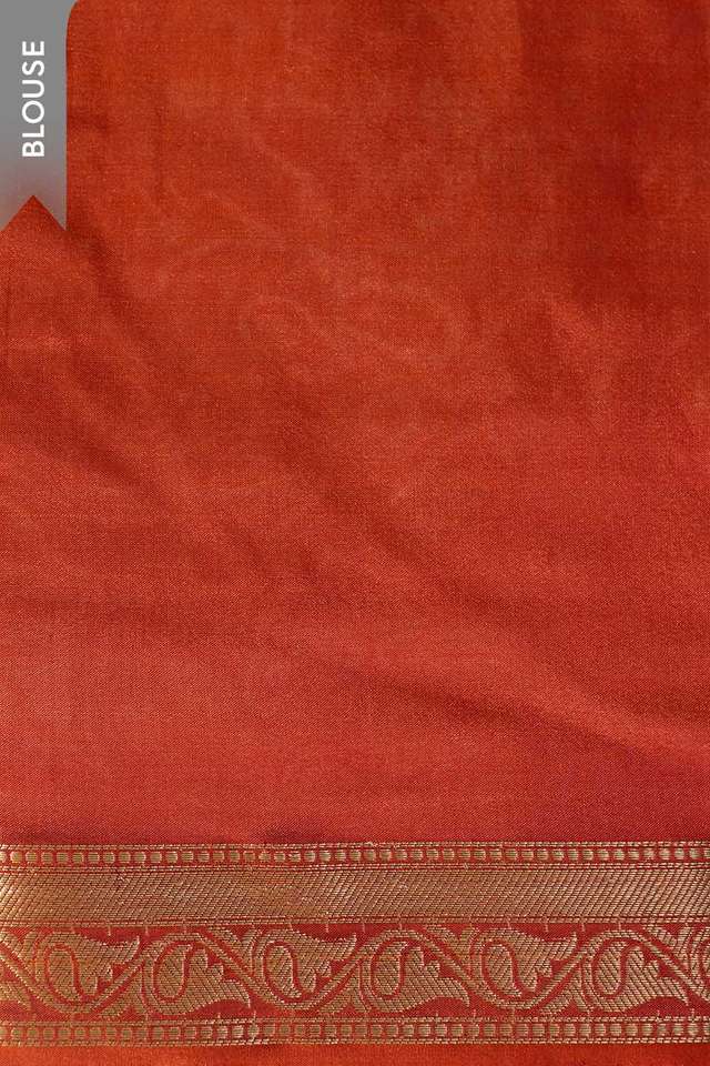 Orange Silk Viscose Cutwork Banarasi Inspired Design Saree thumbnail image number null