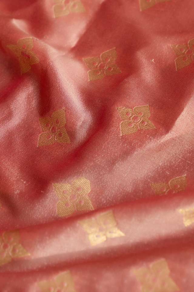 Light Red Silk Viscose Cutwork Banaras Inspired Design Saree thumbnail image number null