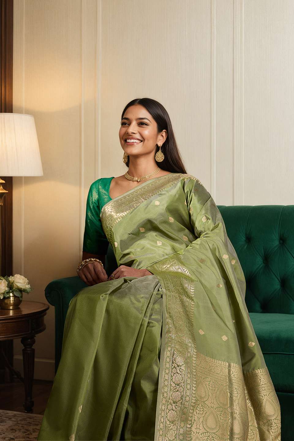 Green Silk Viscose Kadwa Saree