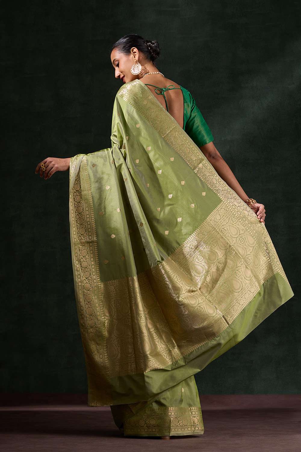 Green Silk Viscose Kadwa Saree image number null