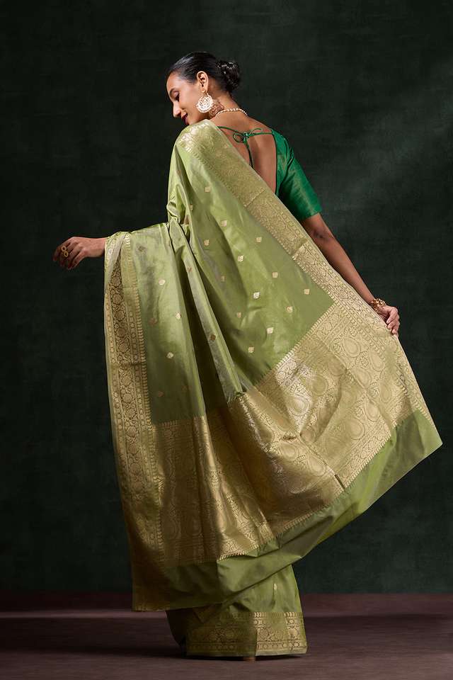 Green Silk Viscose Kadwa Saree thumbnail image number null