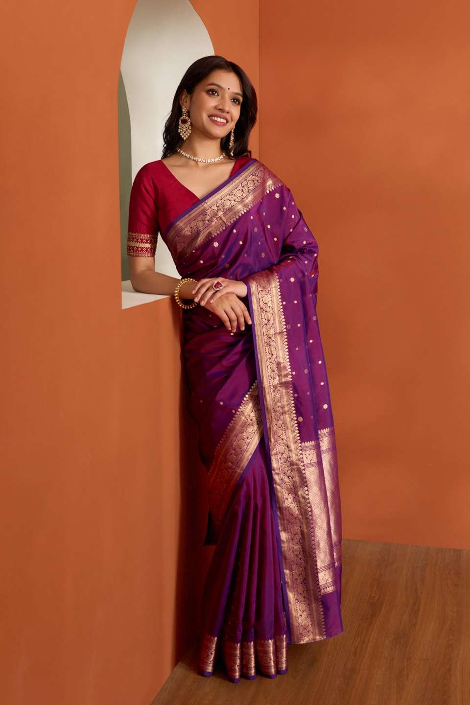 Purple Silk Viscose Banarasi Design Cutwork Saree