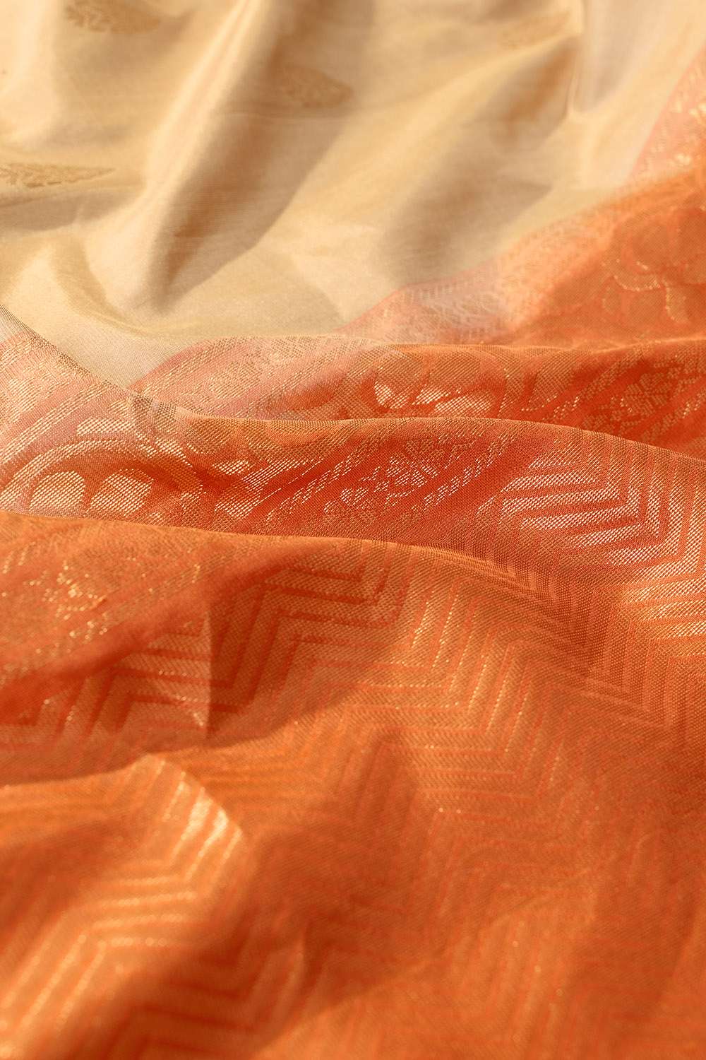 Beige Woven Pure Silk Saree image number null