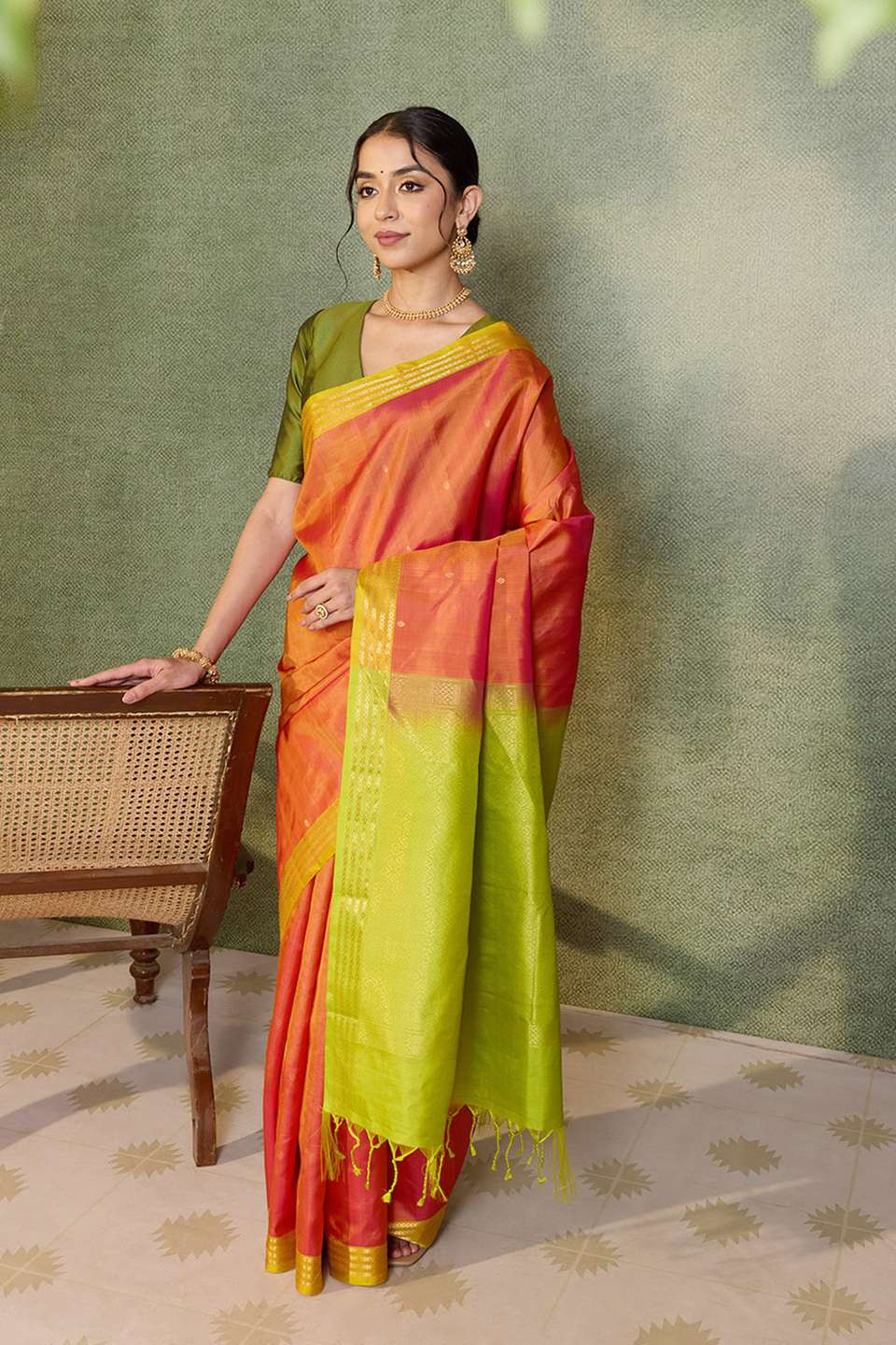 Orange Woven Pure Silk Saree